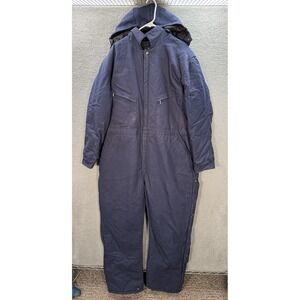 Vintage Sportsmaster Coveralls Mens 2XL XXL Blue Quilt Lined Double Knee Hooded